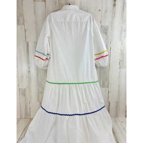 Ann Mashburn Sz S Isla Maxi Shirtdress Dress White Ric Rac - Picture 13 of 16